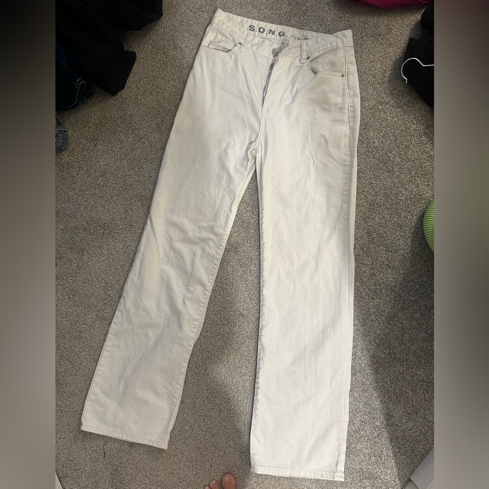 SONG White Straight Leg Jeans for Women